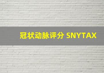 冠状动脉评分 SNYTAX